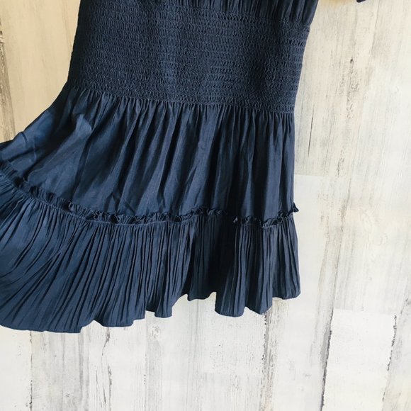 NWT Ramy Brook Smocked Mini Party Dress Blouson Navy Blue Elbow Sleeve XS - Picture 13 of 13